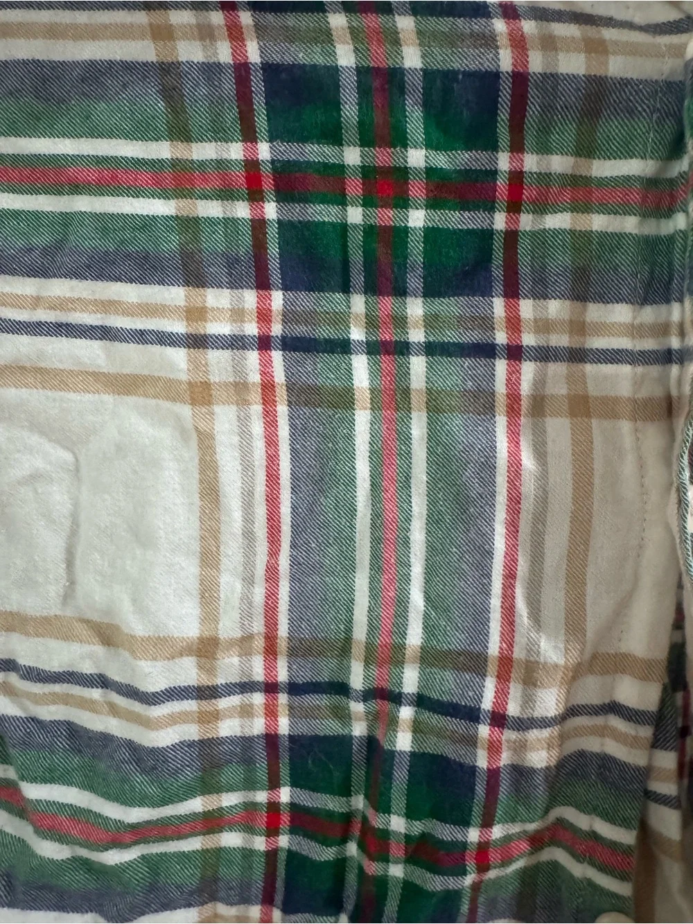 GAP Plaid Button-Down Shirt in White, Green & Navy